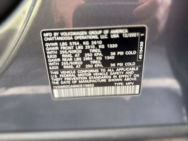 2022 Volkswagen Atlas 3.6L V6 SE w/Technology