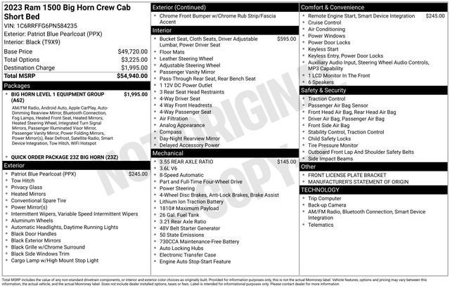 2023 RAM 1500 Big Horn Crew Cab 4x4 5'7" Box