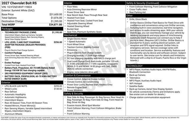 2027 Chevrolet Bolt RS