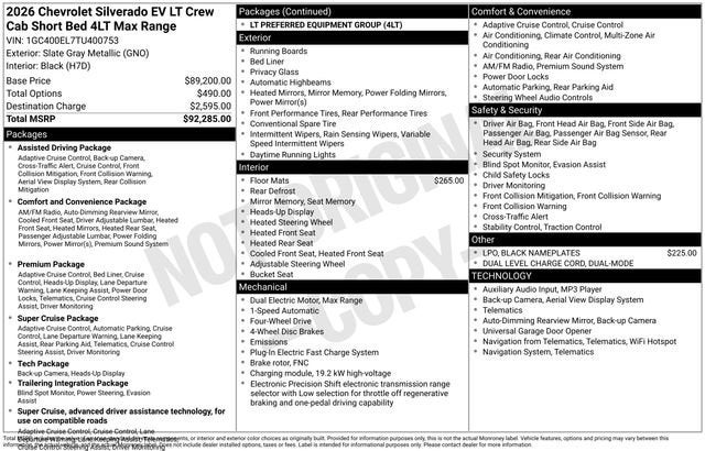 2026 Chevrolet Silverado EV LT - Max Range