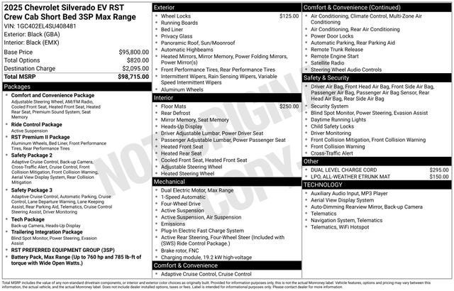 2025 Chevrolet Silverado EV RST - Max Range