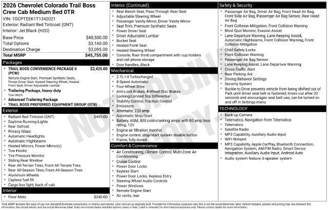 2026 Chevrolet Colorado Trail Boss