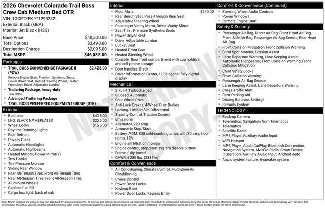 2026 Chevrolet Colorado Trail Boss
