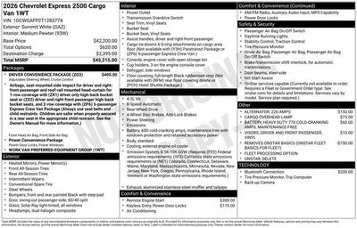 2026 Chevrolet Express Cargo 1WT