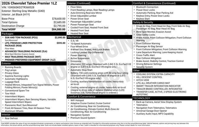 2026 Chevrolet Tahoe Premier