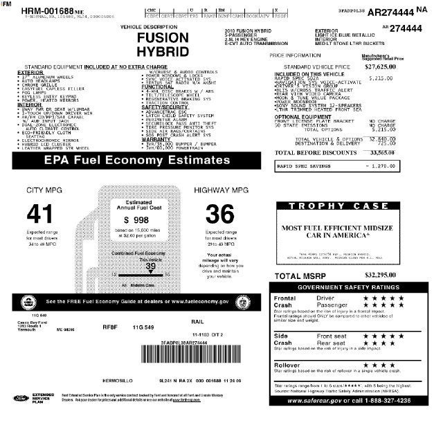 2010 Ford Fusion Hybrid Hybrid