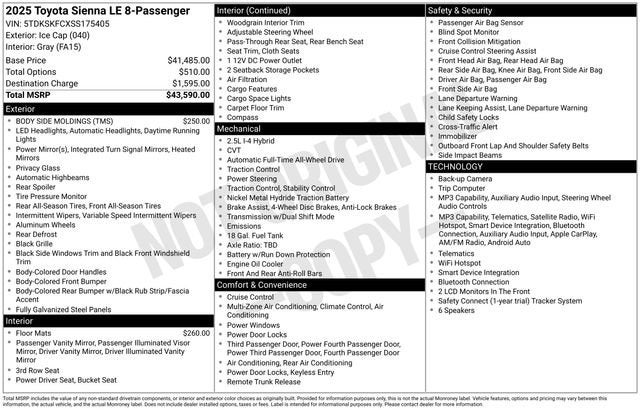 2025 Toyota Sienna LE